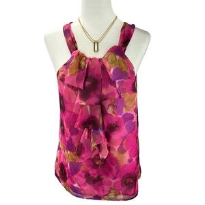 Loft Watercolor Ruffled Halter Blouse